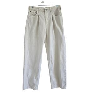 Anthropologie Pilcro The Breaker High-rise Barrel Jeans Pants Ivory White SZ 28